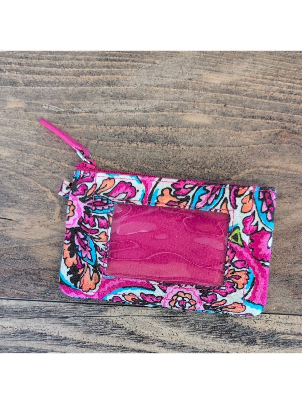 Vera Bradley Pink and Blue Floral Wallet with ID Pocket                    M434